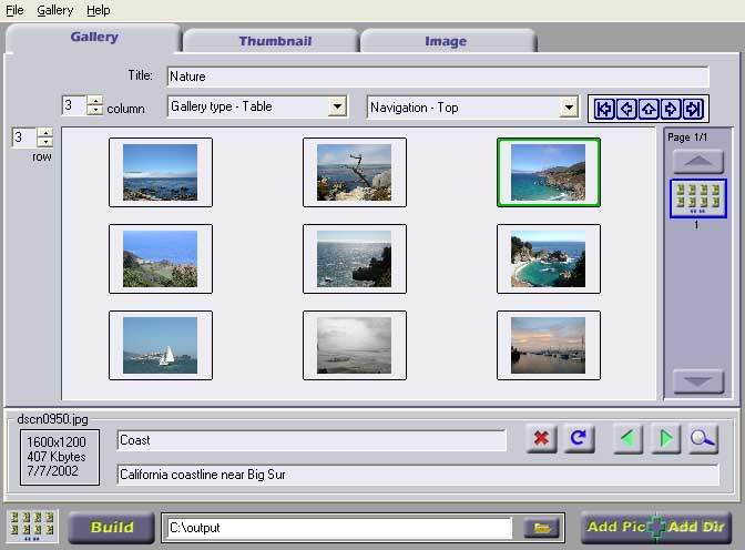 Gena Web Gallery Creator - A tool to create web image galleries